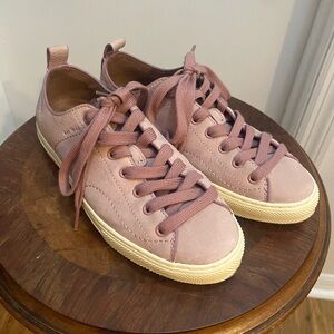 Coach C121 Lace Up Leather Sneaker Shoe Womens Size 6 Pink White